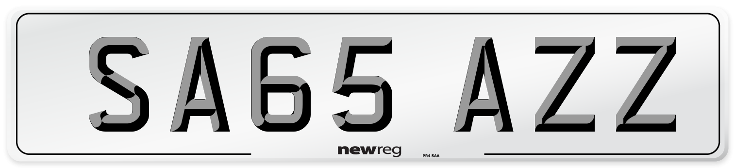 SA65 AZZ Number Plate from New Reg